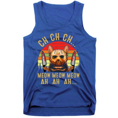 Ch Ch Ch Meow Meow Ah Ah Ah Funny Scary Friday Cat Costume Tank Top