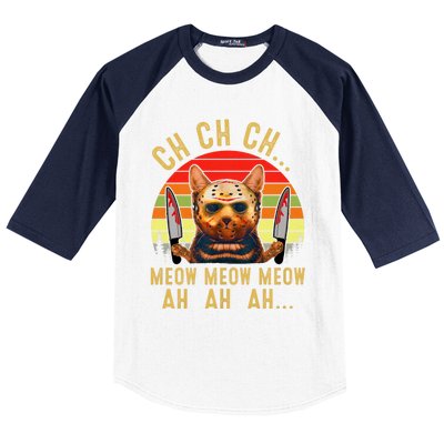 Ch Ch Ch Meow Meow Ah Ah Ah Funny Scary Friday Cat Costume Baseball Sleeve Shirt