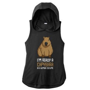 Capybara Costume Ladies PosiCharge Tri-Blend Wicking Draft Hoodie Tank