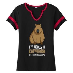 Capybara Costume Ladies Halftime Notch Neck Tee