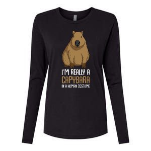 Capybara Costume Womens Cotton Relaxed Long Sleeve T-Shirt