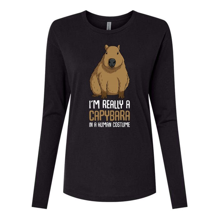 Capybara Costume Womens Cotton Relaxed Long Sleeve T-Shirt