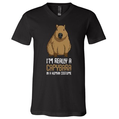 Capybara Costume V-Neck T-Shirt