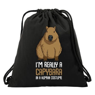 Capybara Costume Drawstring Bag