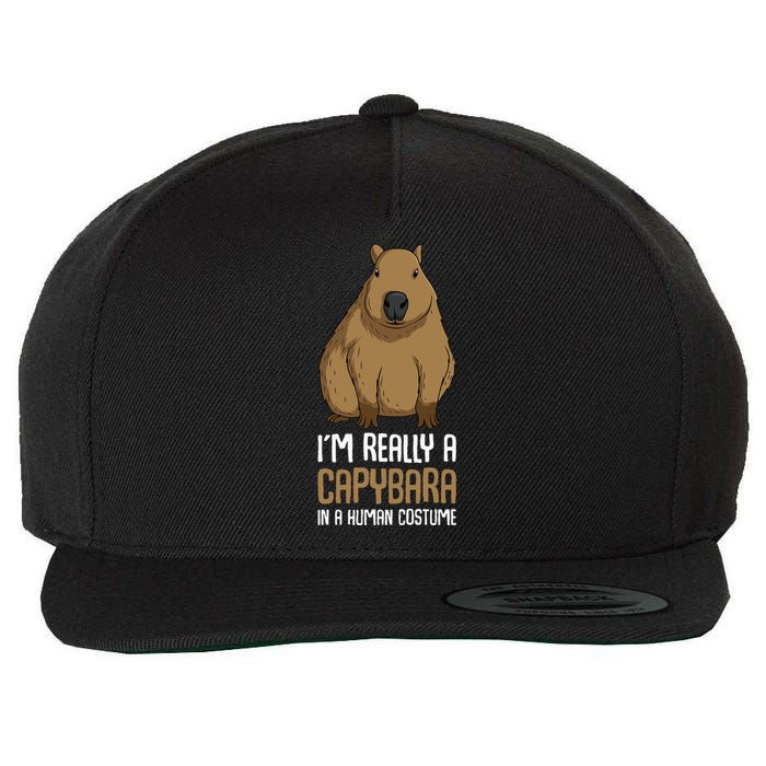 Capybara Costume Wool Snapback Cap