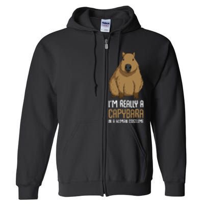 Capybara Costume Full Zip Hoodie