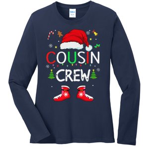 Cousin Crew Christmas Family Squad Naughty Matching Santa Ladies Long Sleeve Shirt