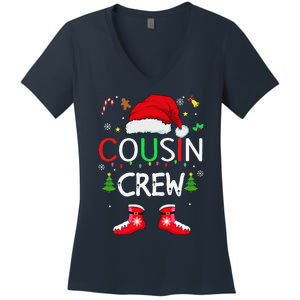 Cousin Crew Christmas Family Squad Naughty Matching Santa Women's V-Neck T-Shirt