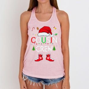 Cousin Crew Christmas Family Squad Naughty Matching Santa Women's Knotted Racerback Tank