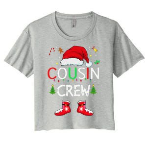 Cousin Crew Christmas Family Squad Naughty Matching Santa Women's Crop Top Tee