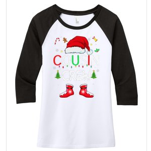 Cousin Crew Christmas Family Squad Naughty Matching Santa Women's Tri-Blend 3/4-Sleeve Raglan Shirt