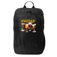 Cheers Christmas Cocktails Happy New Years Eve Party 2024 VNeck City Backpack