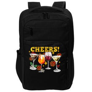 Cheers Christmas Cocktails Happy New Years Eve Party 2024 VNeck Impact Tech Backpack