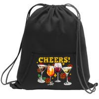 Cheers Christmas Cocktails Happy New Years Eve Party 2024 VNeck Sweatshirt Cinch Pack Bag