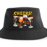 Cheers Christmas Cocktails Happy New Years Eve Party 2024 VNeck Sustainable Bucket Hat