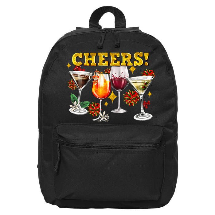 Cheers Christmas Cocktails Happy New Years Eve Party 2024 VNeck 16 in Basic Backpack