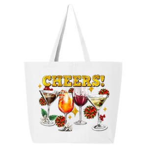 Cheers Christmas Cocktails Happy New Years Eve Party 2024 VNeck 25L Jumbo Tote