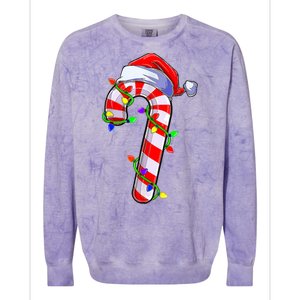 Christmas Candy Cane Santa Hat Colorblast Crewneck Sweatshirt