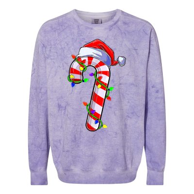 Christmas Candy Cane Santa Hat Colorblast Crewneck Sweatshirt