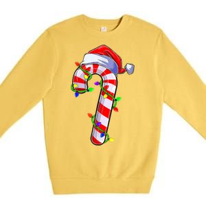 Christmas Candy Cane Santa Hat Premium Crewneck Sweatshirt