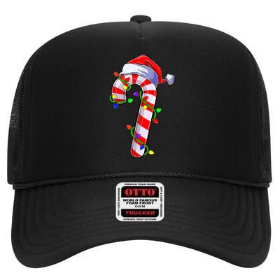 Christmas Candy Cane Santa Hat High Crown Mesh Back Trucker Hat