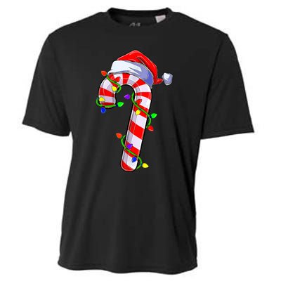 Christmas Candy Cane Santa Hat Cooling Performance Crew T-Shirt