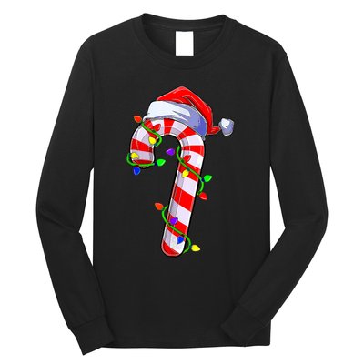 Christmas Candy Cane Santa Hat Long Sleeve Shirt