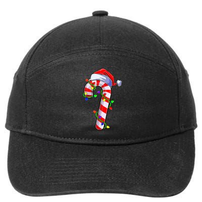 Christmas Candy Cane Santa Hat 7-Panel Snapback Hat