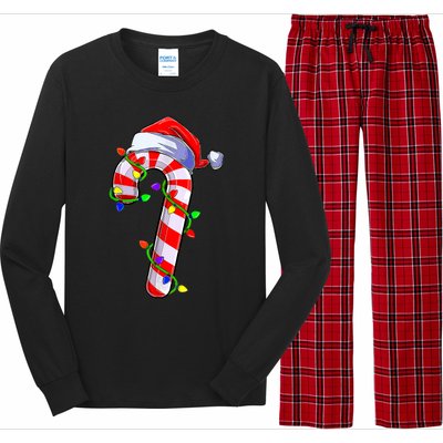 Christmas Candy Cane Santa Hat Long Sleeve Pajama Set