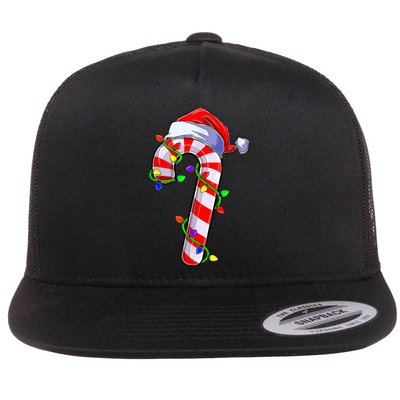 Christmas Candy Cane Santa Hat Flat Bill Trucker Hat