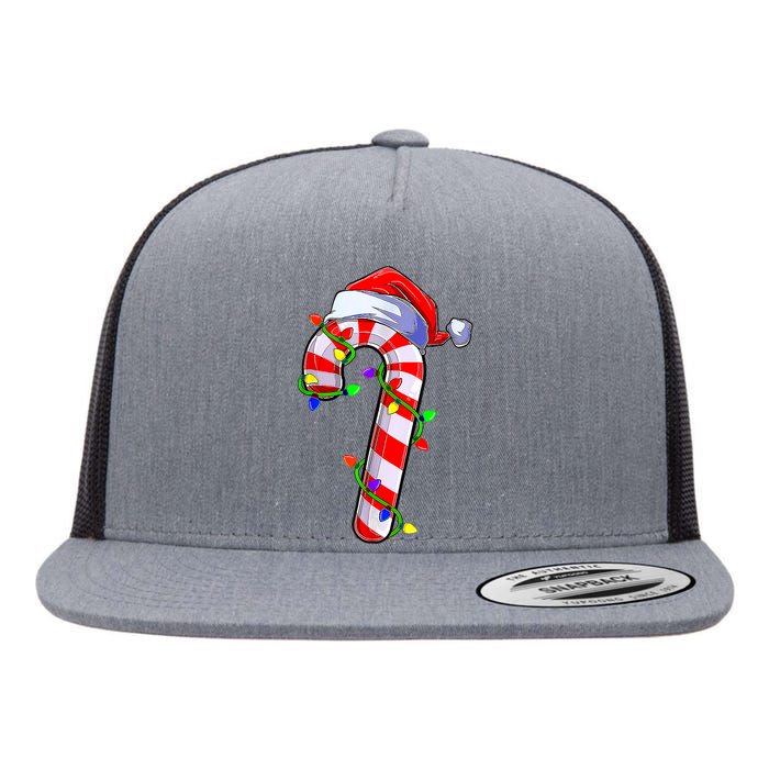 Christmas Candy Cane Santa Hat Flat Bill Trucker Hat