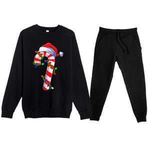 Christmas Candy Cane Santa Hat Premium Crewneck Sweatsuit Set