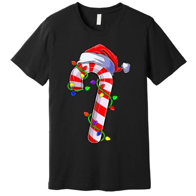 Christmas Candy Cane Santa Hat Premium T-Shirt