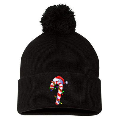 Christmas Candy Cane Santa Hat Pom Pom 12in Knit Beanie