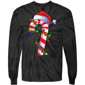 Christmas Candy Cane Santa Hat Tie-Dye Long Sleeve Shirt