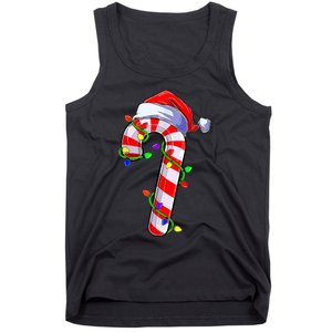 Christmas Candy Cane Santa Hat Tank Top