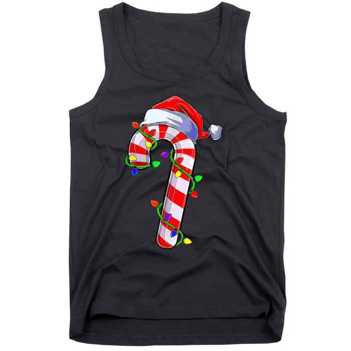 Christmas Candy Cane Santa Hat Tank Top