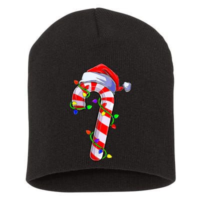 Christmas Candy Cane Santa Hat Short Acrylic Beanie