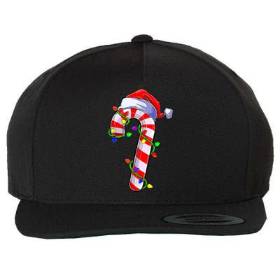 Christmas Candy Cane Santa Hat Wool Snapback Cap