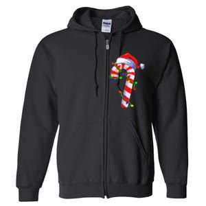 Christmas Candy Cane Santa Hat Full Zip Hoodie