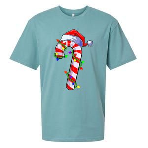 Christmas Candy Cane Santa Hat Sueded Cloud Jersey T-Shirt