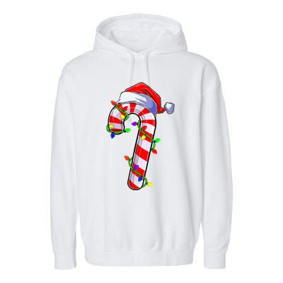 Christmas Candy Cane Santa Hat Garment-Dyed Fleece Hoodie