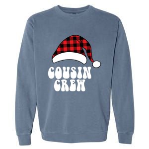 Christmas Cousin Crew Santa Red Plaid Funny Xmas Pajamas Cute Gift Garment-Dyed Sweatshirt