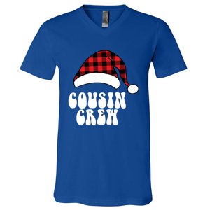 Christmas Cousin Crew Santa Red Plaid Funny Xmas Pajamas Cute Gift V-Neck T-Shirt