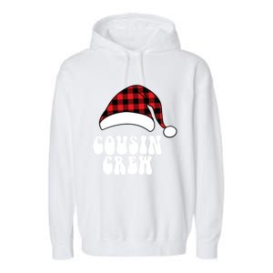 Christmas Cousin Crew Santa Red Plaid Funny Xmas Pajamas Cute Gift Garment-Dyed Fleece Hoodie