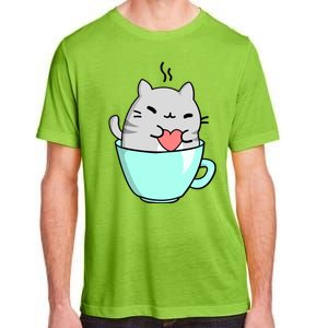 Cute Cat Coffee Lover Gift Adult ChromaSoft Performance T-Shirt