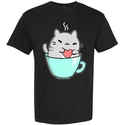 Cute Cat Coffee Lover Gift Garment-Dyed Heavyweight T-Shirt