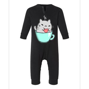 Cute Cat Coffee Lover Gift Infant Fleece One Piece