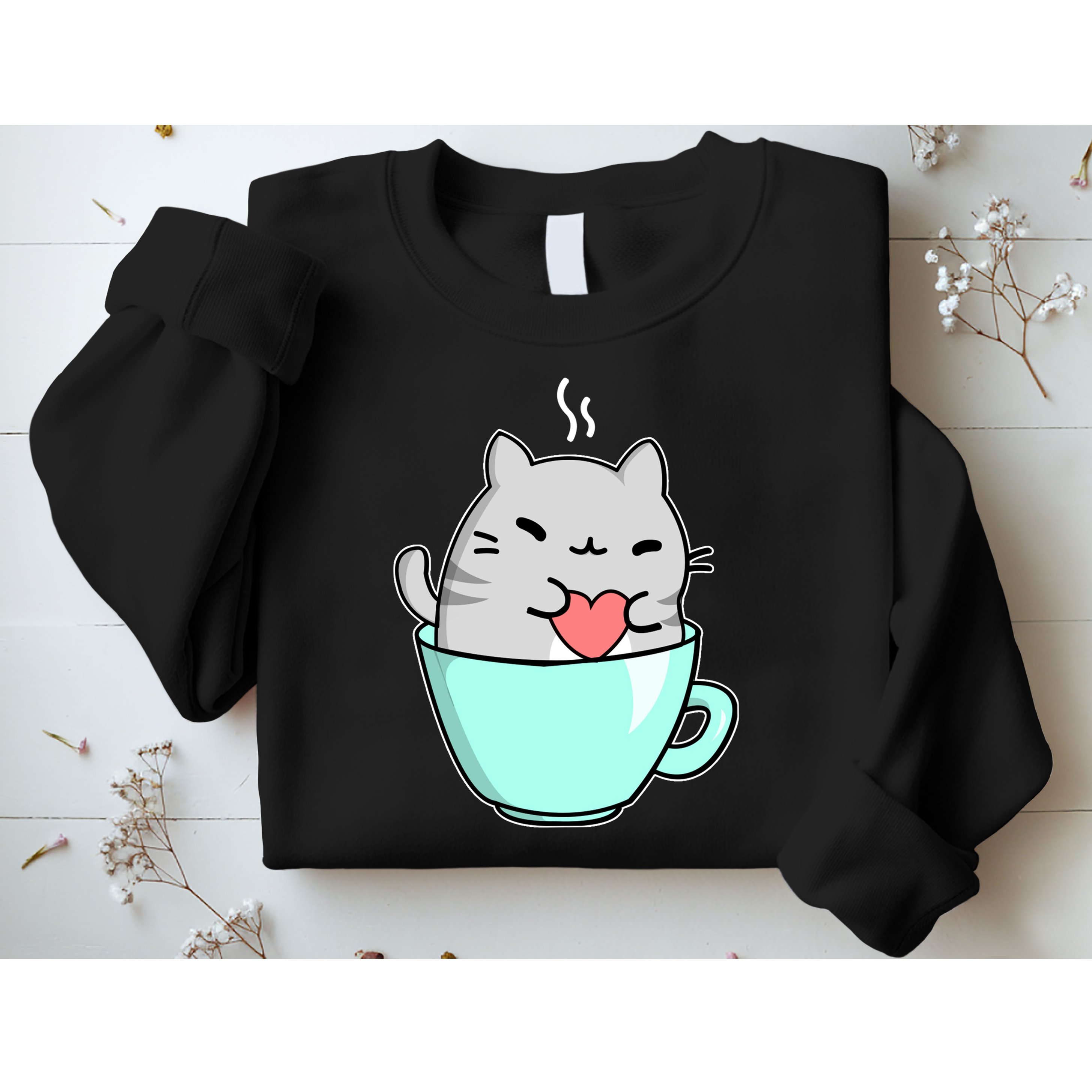 Cute Cat Coffee Lover Gift Sweatshirt