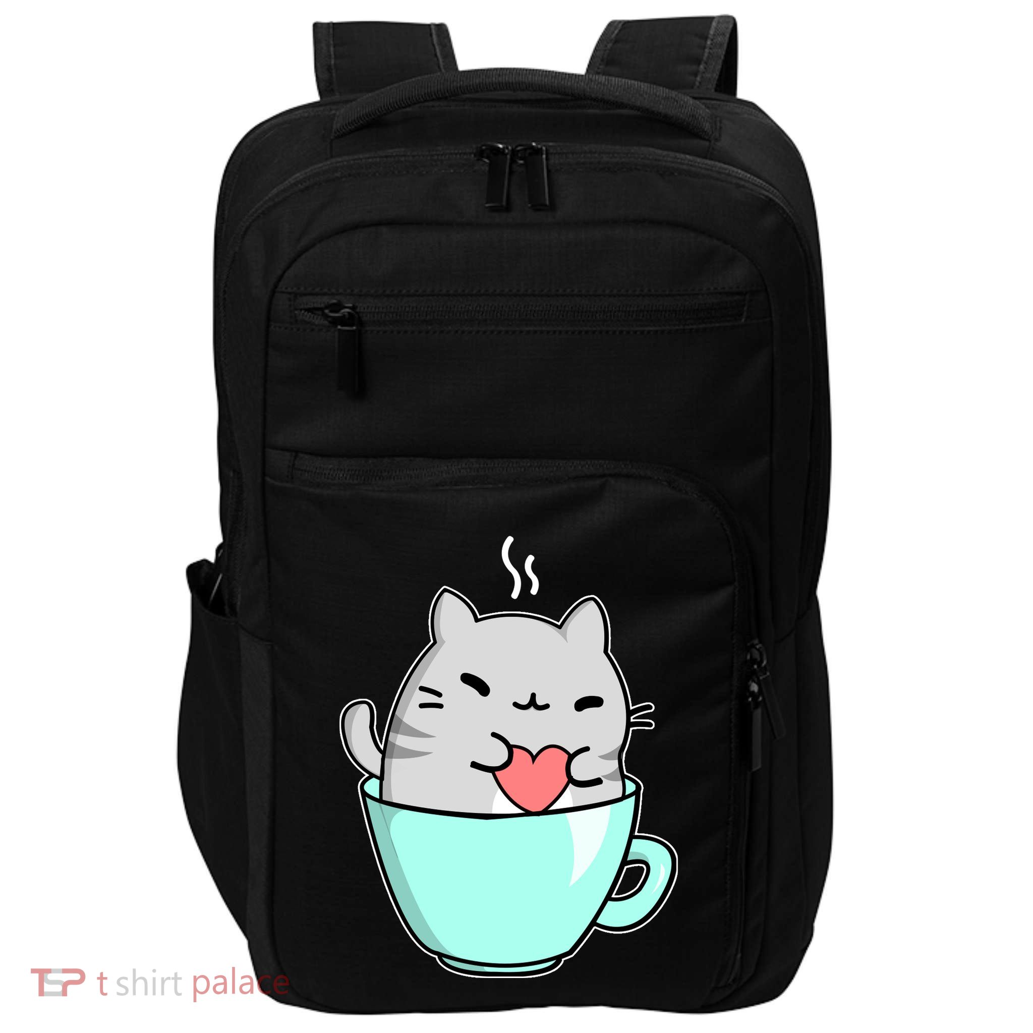 Cute Cat Coffee Lover Gift Impact Tech Backpack